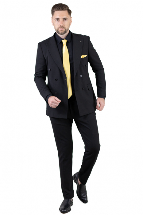 Costum negru elegant de vară cu doua randuri de nasturi [4]