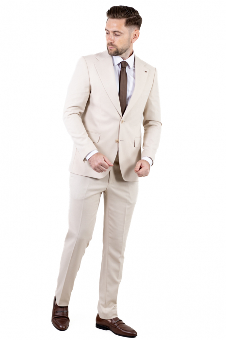Costum crem elegant de vară pentru bărbați [6]