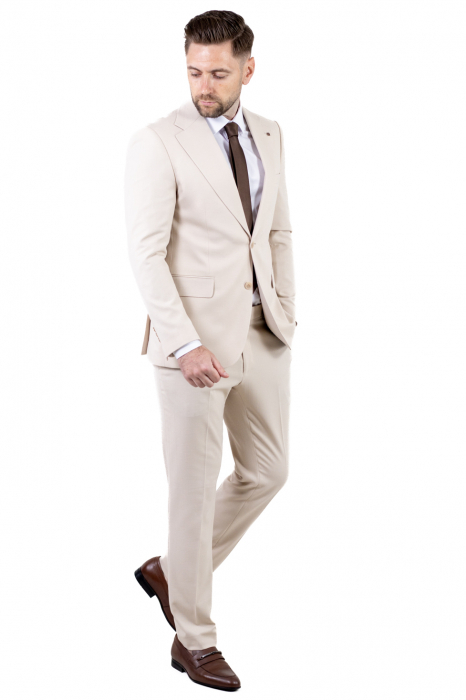 Costum crem elegant de vară pentru bărbați [5]