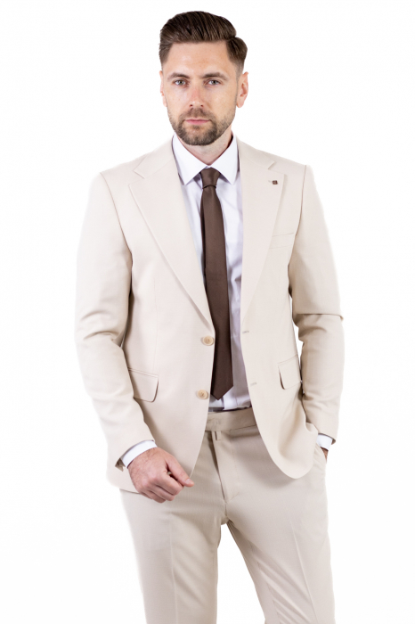 Costum crem elegant de vară pentru bărbați [9]