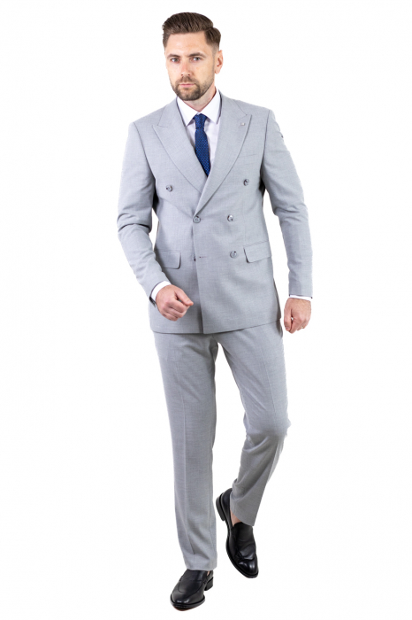 Costum gri elegant de vară cu doua randuri de nasturi [5]