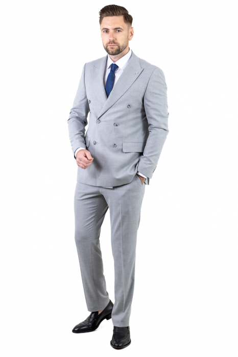 Costum gri elegant de vară cu doua randuri de nasturi [2]