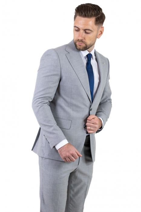 Costum gri elegant de vară cu doua randuri de nasturi [9]