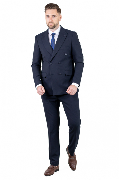Costum bleumarin elegant de vară cu doua randuri de nasturi [11]