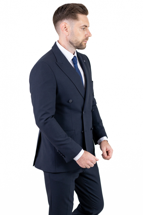 Costum bleumarin elegant de vară cu doua randuri de nasturi [3]