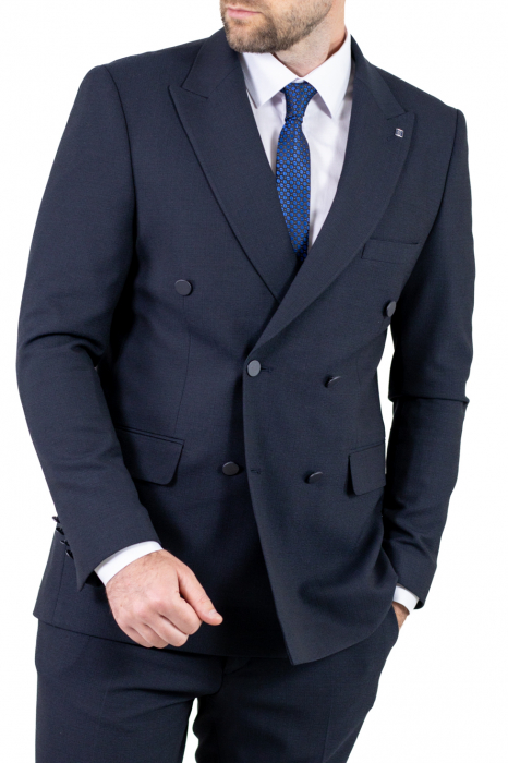 Costum bleumarin elegant de vară cu doua randuri de nasturi [4]