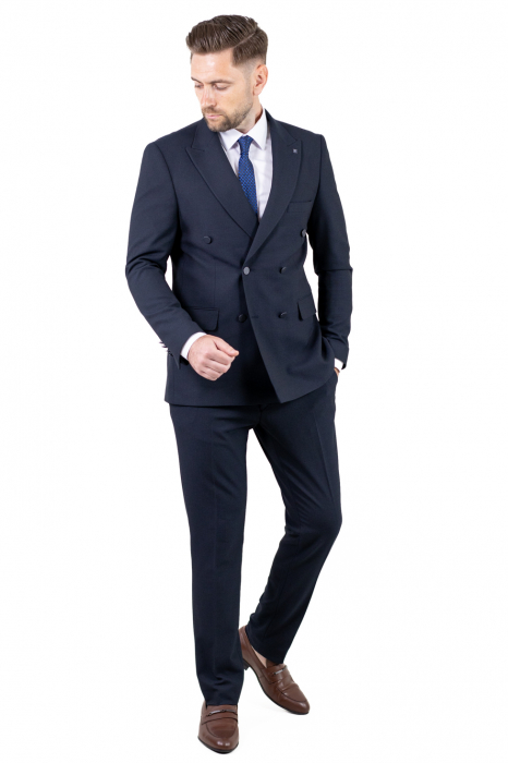 Costum bleumarin elegant de vară cu doua randuri de nasturi [8]