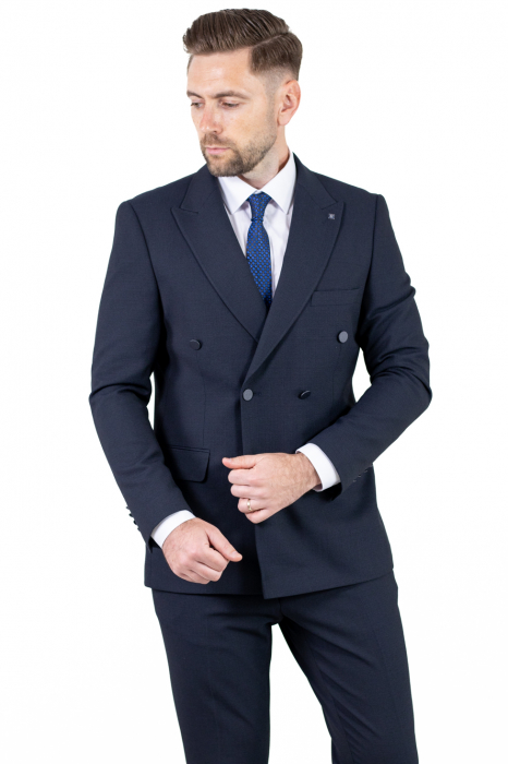 Costum bleumarin elegant de vară cu doua randuri de nasturi [2]
