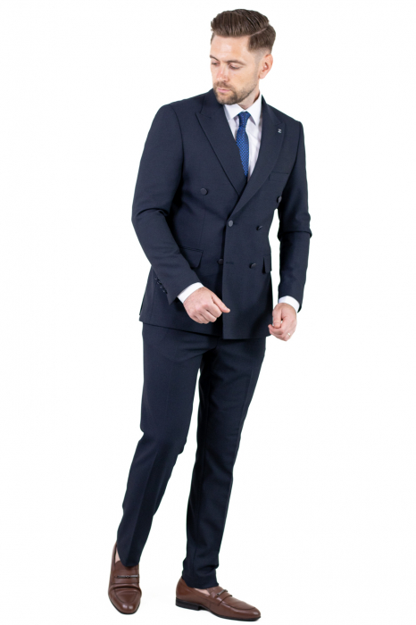 Costum bleumarin elegant de vară cu doua randuri de nasturi [6]