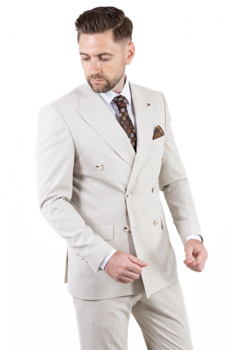 Costum bej elegant de vară cu doua randuri de nasturi [17]