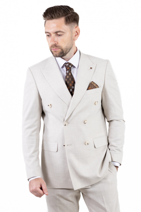 Costum bej elegant de vară cu doua randuri de nasturi [19]