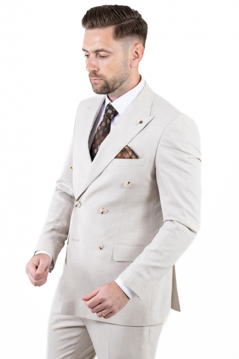 Costum bej elegant de vară cu doua randuri de nasturi [16]