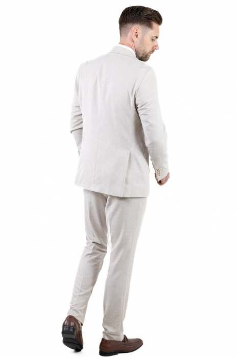 Costum bej elegant de vară cu doua randuri de nasturi [4]