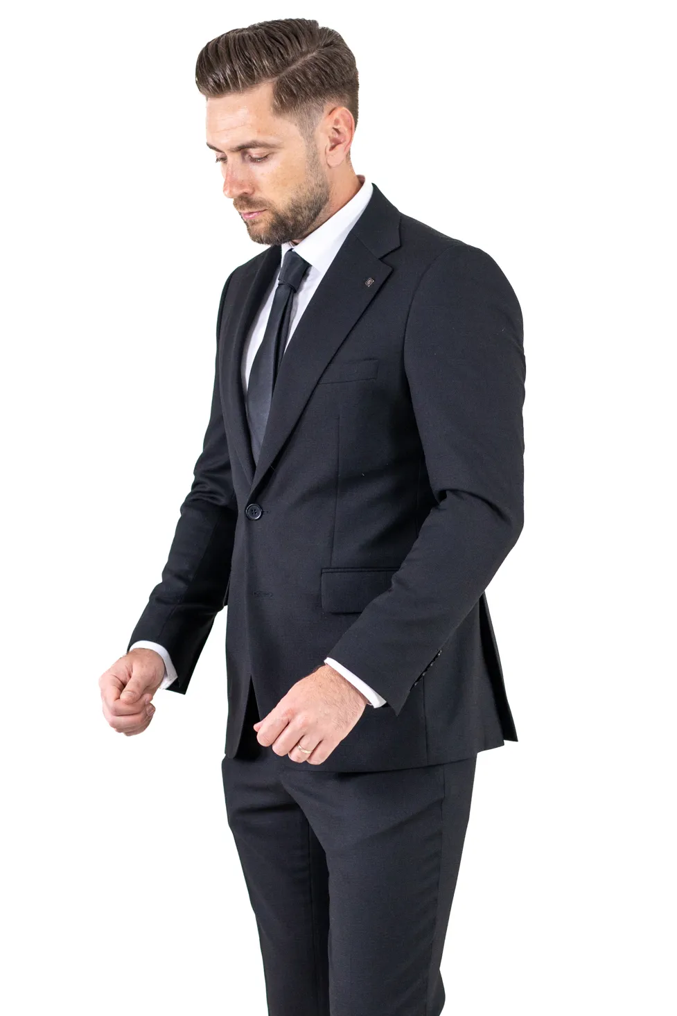 Costum negru elegant de vară pentru bărbați [5]
