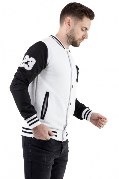 Jacheta alba bomber cu maneci negre [2]