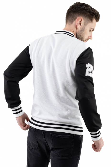 Jacheta alba bomber cu maneci negre [3]