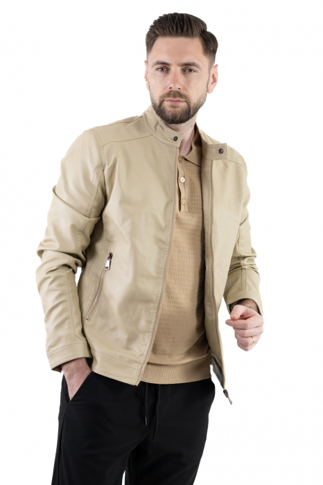 Geaca barbati eco-piele crem [2]