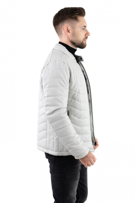 Geaca barbati eco-piele matlasata gri [3]