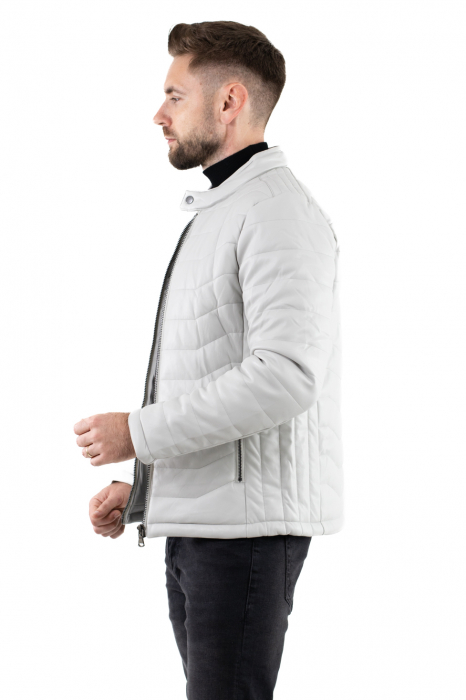 Geaca barbati eco-piele matlasata gri [5]