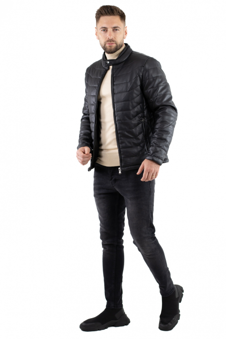 Geaca barbati eco-piele matlasata neagra [8]