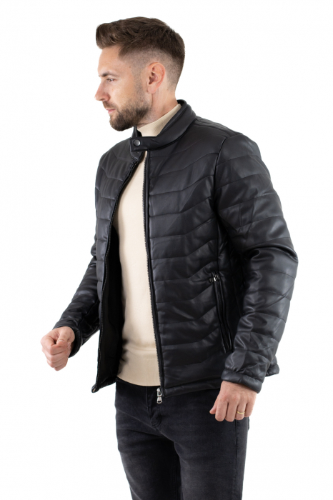 Geaca barbati eco-piele matlasata neagra [4]
