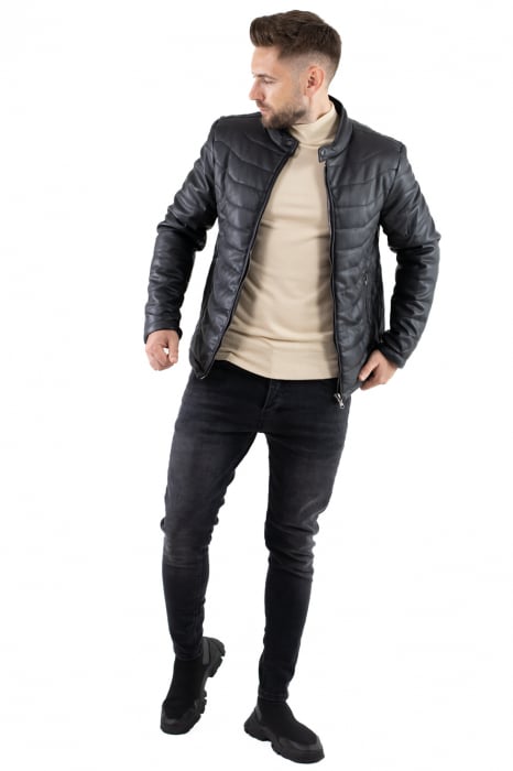 Geaca barbati eco-piele matlasata neagra [7]