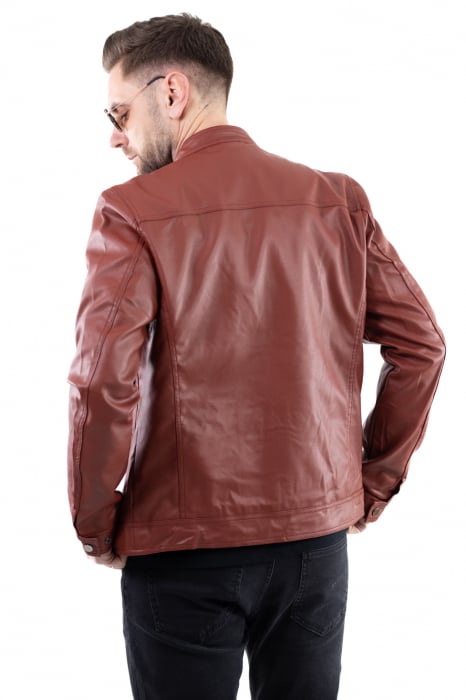 Geaca barbati eco-piele caramizie [5]