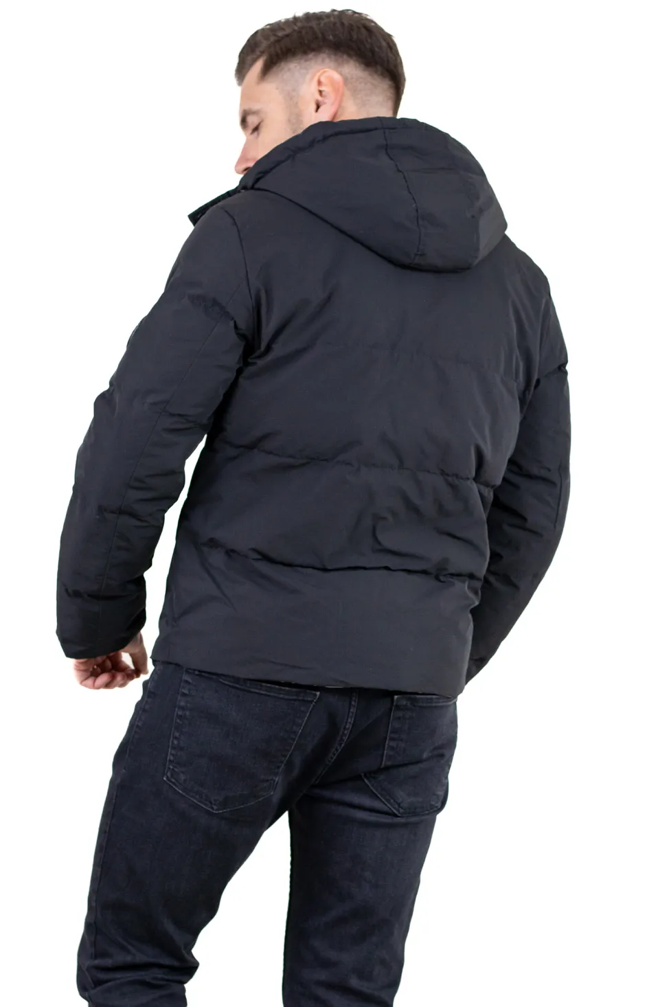 Geaca neagra scurta de iarna impermeabilă bărbați [9]