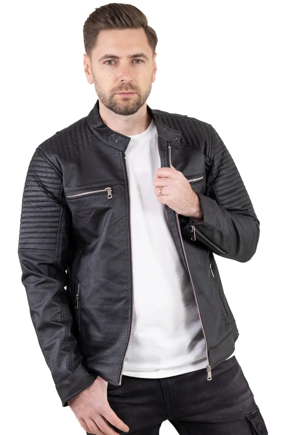 Geaca barbati piele eco biker [7]