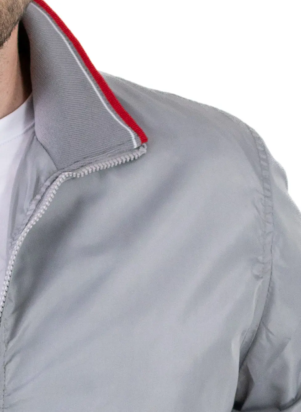 Geaca barbati subtire tip foita gri cu detalii [7]