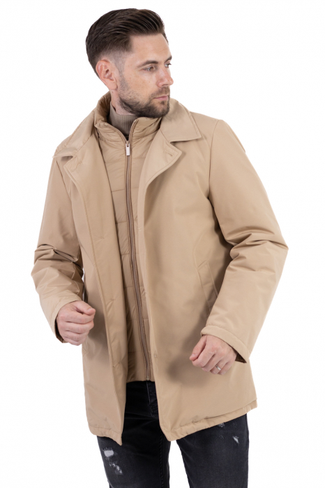 Geacă crem elegantă premium pentru bărbați cu vestă integrată [11]