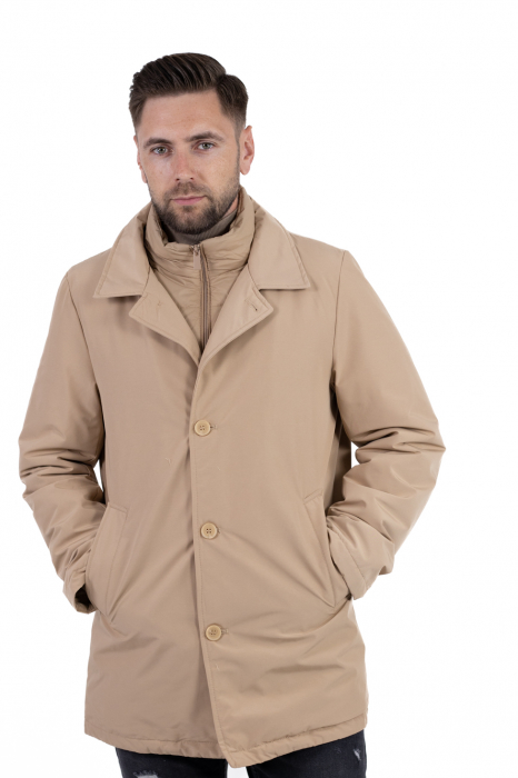 Geacă crem elegantă premium pentru bărbați cu vestă integrată [3]
