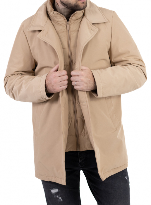 Geacă crem elegantă premium pentru bărbați cu vestă integrată [12]