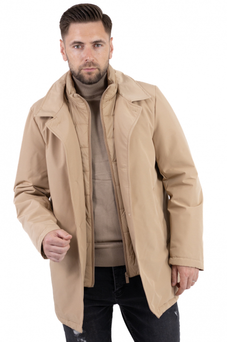 Geacă crem elegantă premium pentru bărbați cu vestă integrată [8]