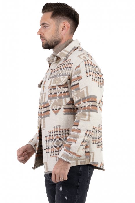 Camasa tip jacheta cu print etnic oversize [8]