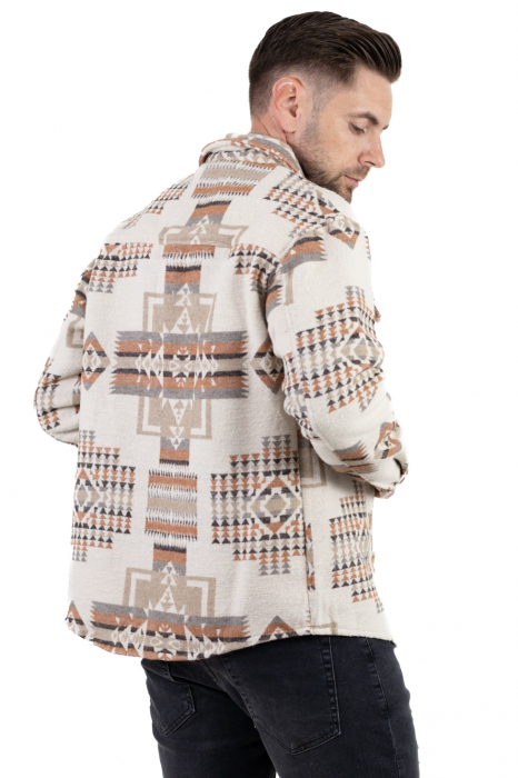Camasa tip jacheta cu print etnic oversize [6]