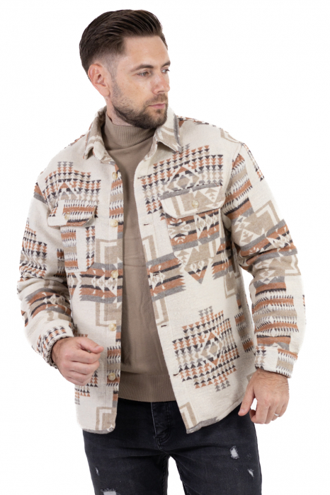 Camasa tip jacheta cu print etnic oversize [7]