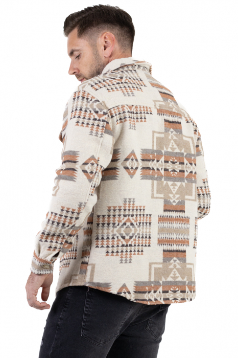 Camasa tip jacheta cu print etnic oversize [4]