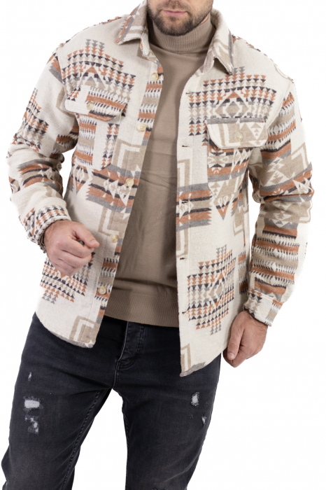 Camasa tip jacheta cu print etnic oversize [9]