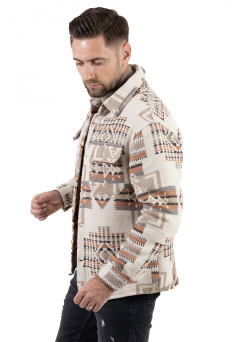 Camasa tip jacheta cu print etnic oversize [3]