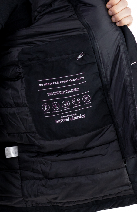 Geacă neagra elegantă premium pentru bărbați cu vestă integrată [3]