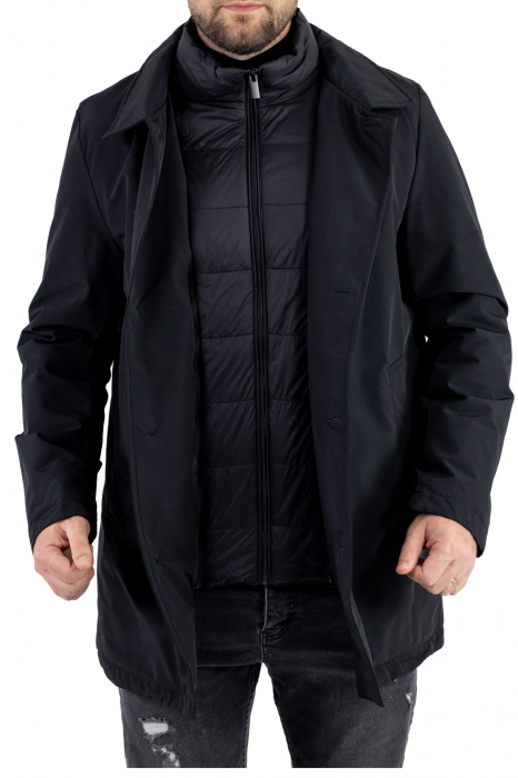 Geacă neagra elegantă premium pentru bărbați cu vestă integrată [5]