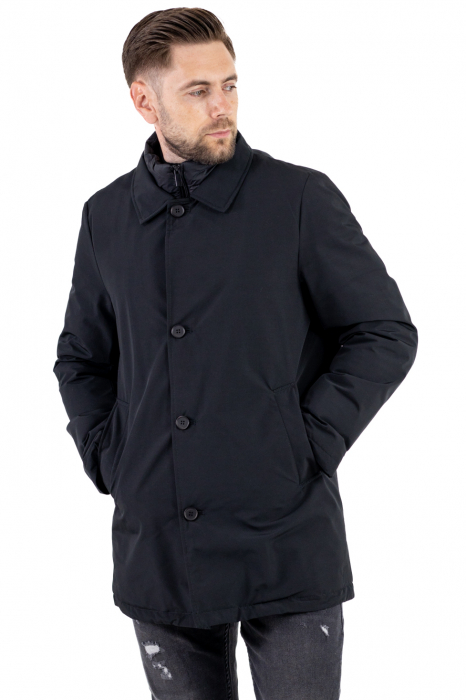 Geacă neagra elegantă premium pentru bărbați cu vestă integrată [6]