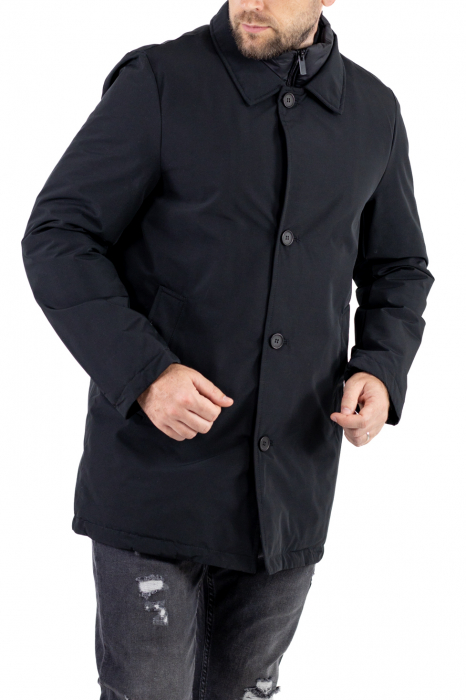 Geacă neagra elegantă premium pentru bărbați cu vestă integrată [7]