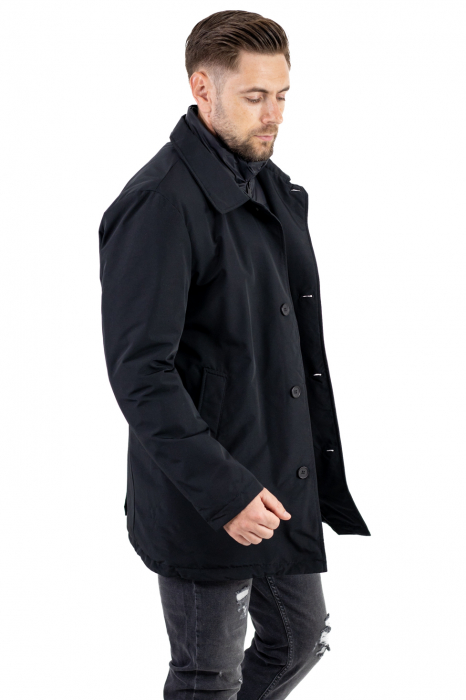 Geacă neagra elegantă premium pentru bărbați cu vestă integrată [9]
