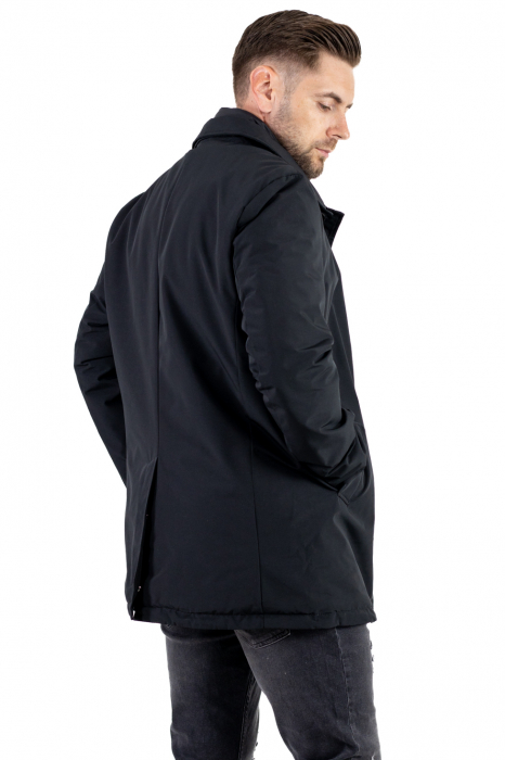 Geacă neagra elegantă premium pentru bărbați cu vestă integrată [11]