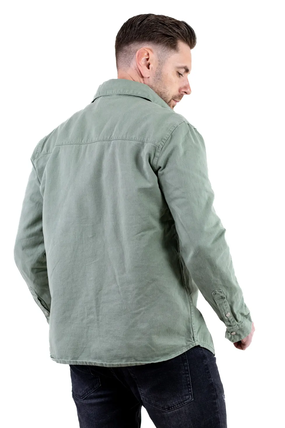 Camasa tip jacheta din denim – verde olive [5]