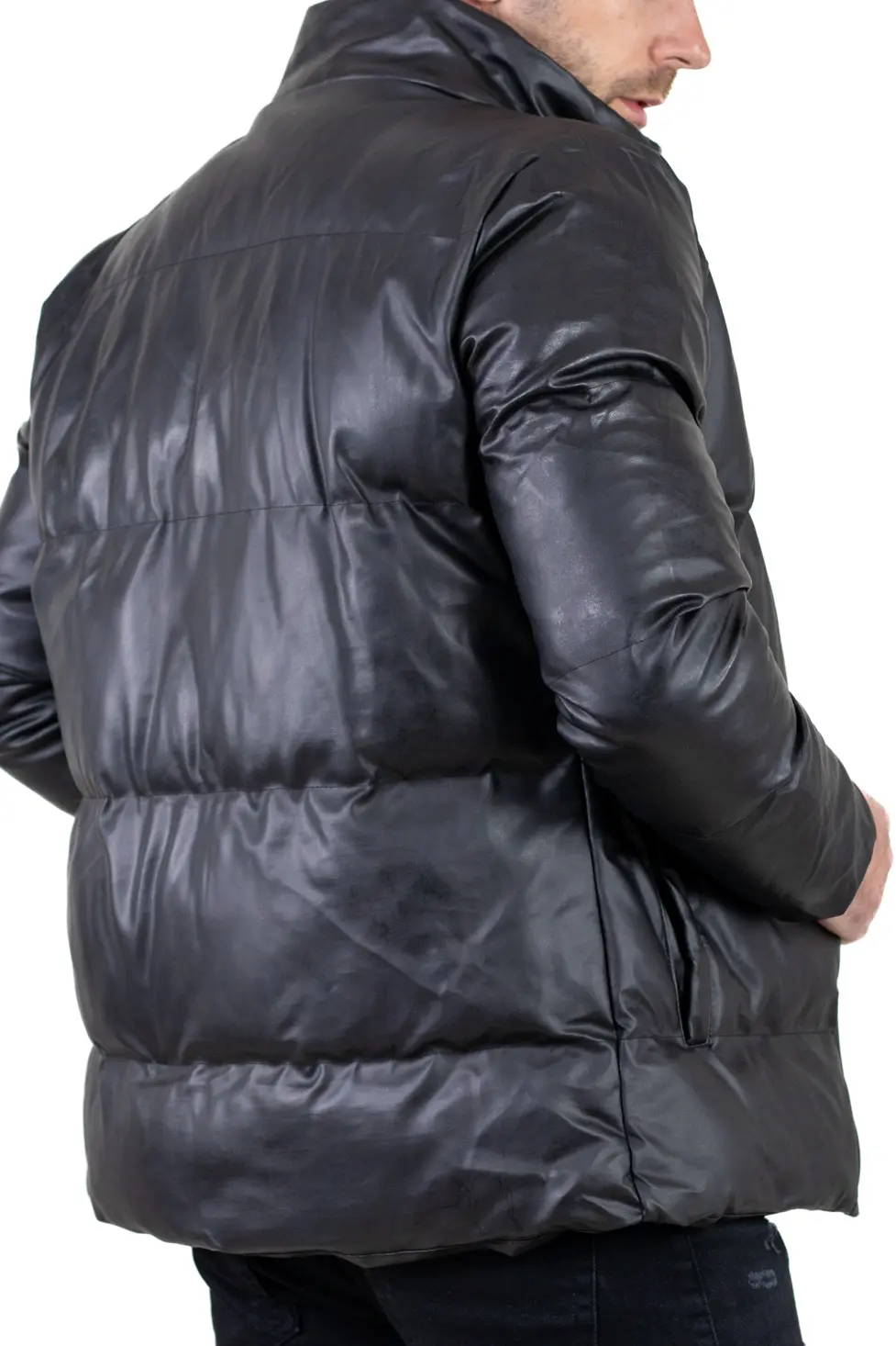 Geacă iarnă bărbați din piele ecologică, croială dreaptă [6]