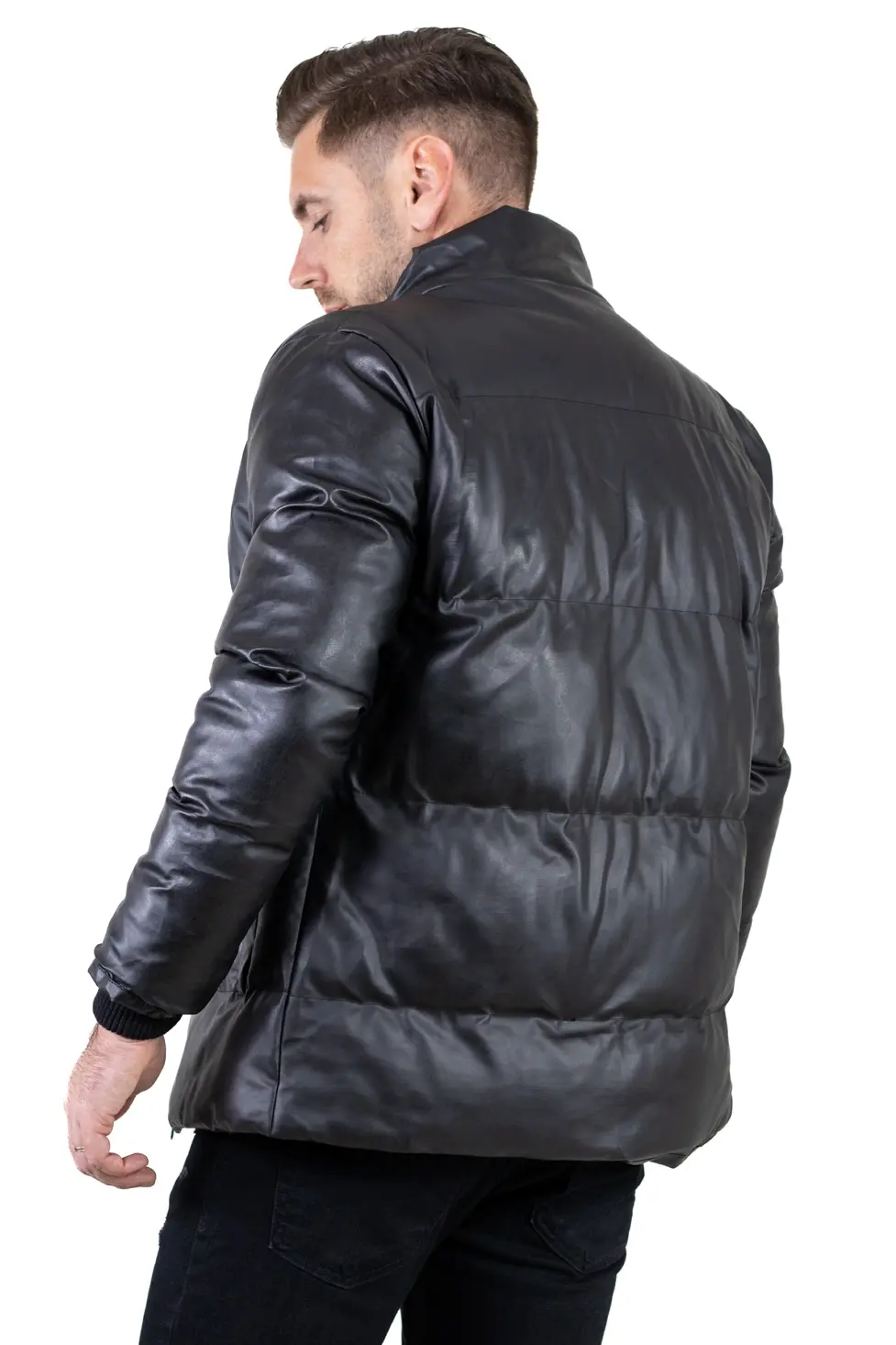 Geacă iarnă bărbați din piele ecologică, croială dreaptă [5]