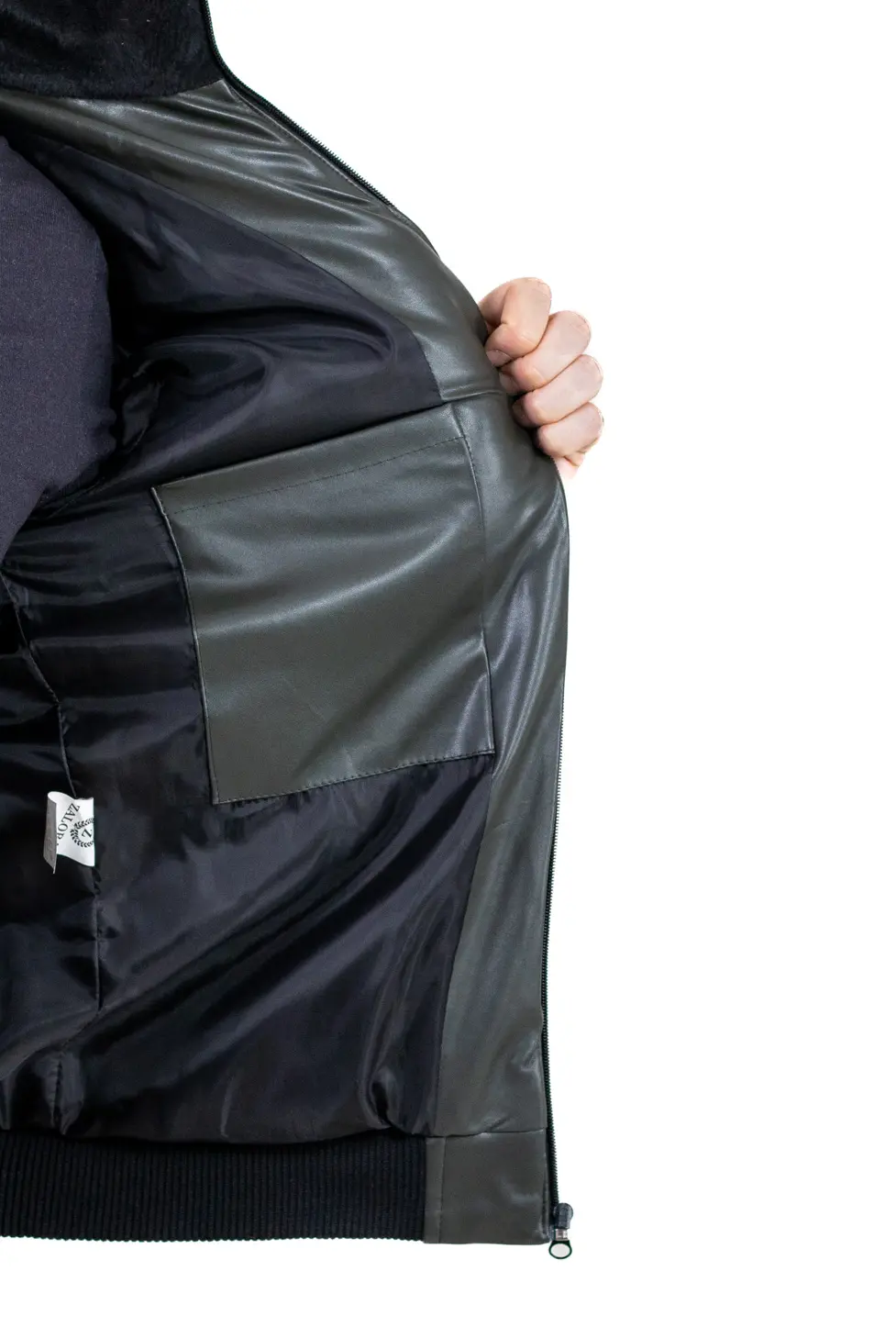 Geacă iarnă bărbați din piele ecologică cu blăniță [6]